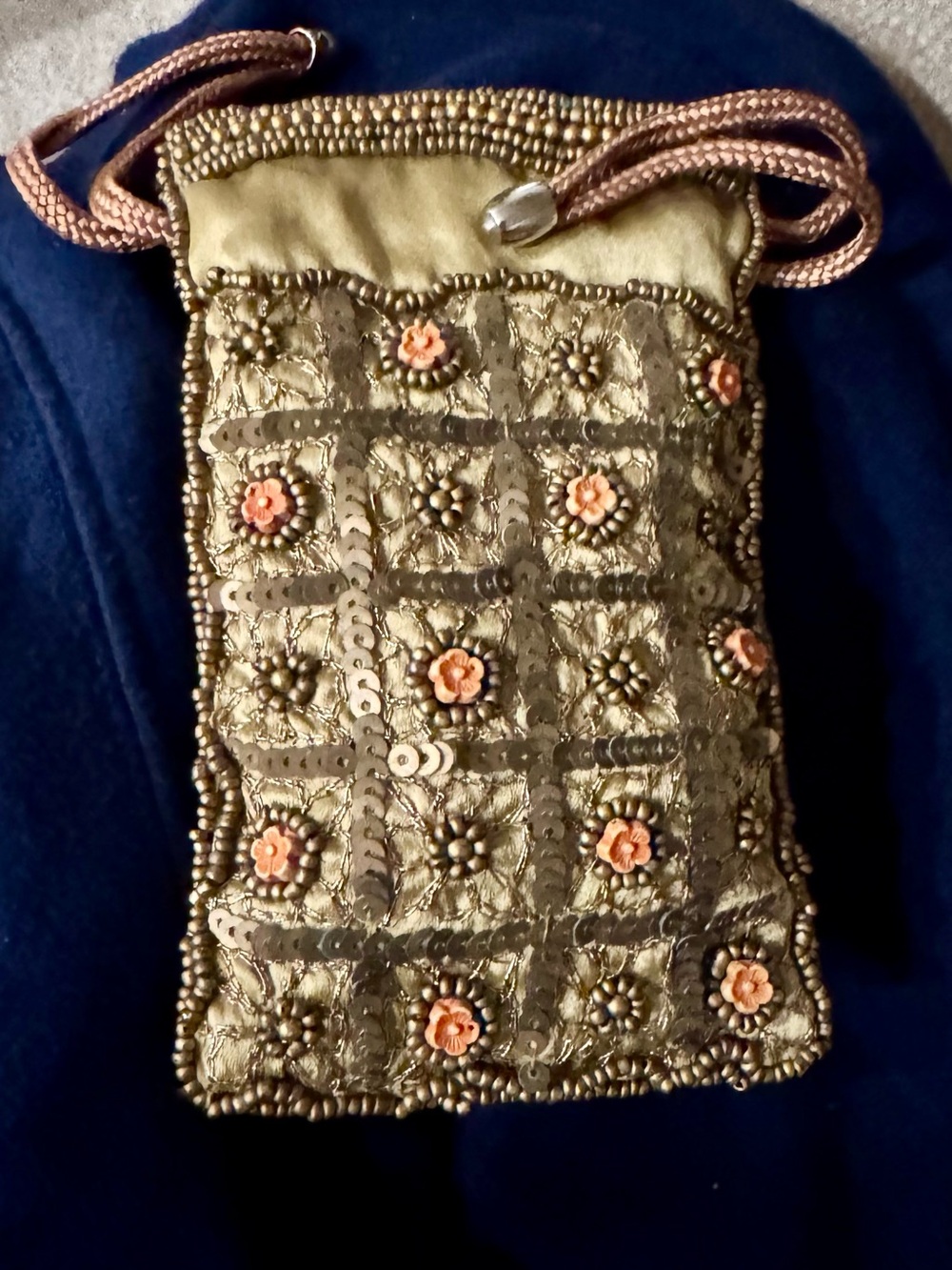 Sunbeams Mumbai Hand-Beaded Gold Evening Bag Potli Pouch Vintage